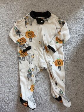 Burt’s Bees NB Cream Halloween Pumpkin & Ghost Kids One-Piece